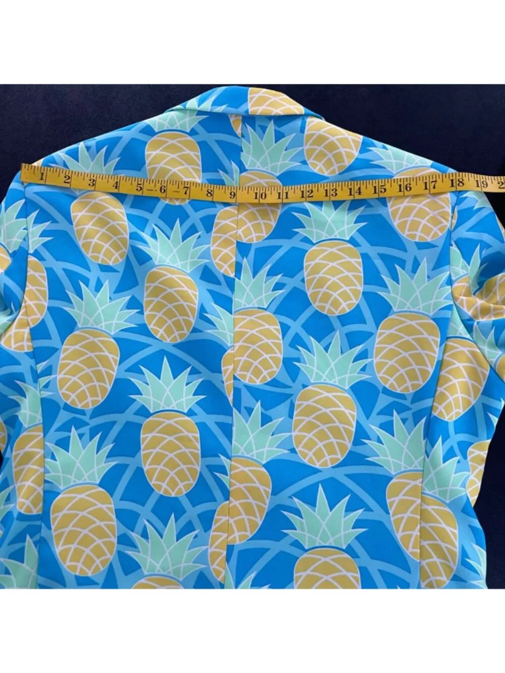 OppoSuits Mens Pineapple Print Suit Size 38 Shineapple Blue Novelty Tropical Set